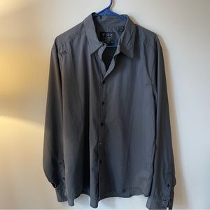 Men’s Fox Gray and Black Striped Button Down XL